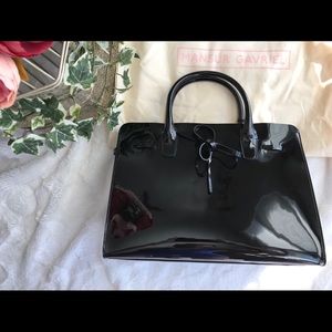 MANSUR GAVRIEL PATENT BLACK SUN BAG